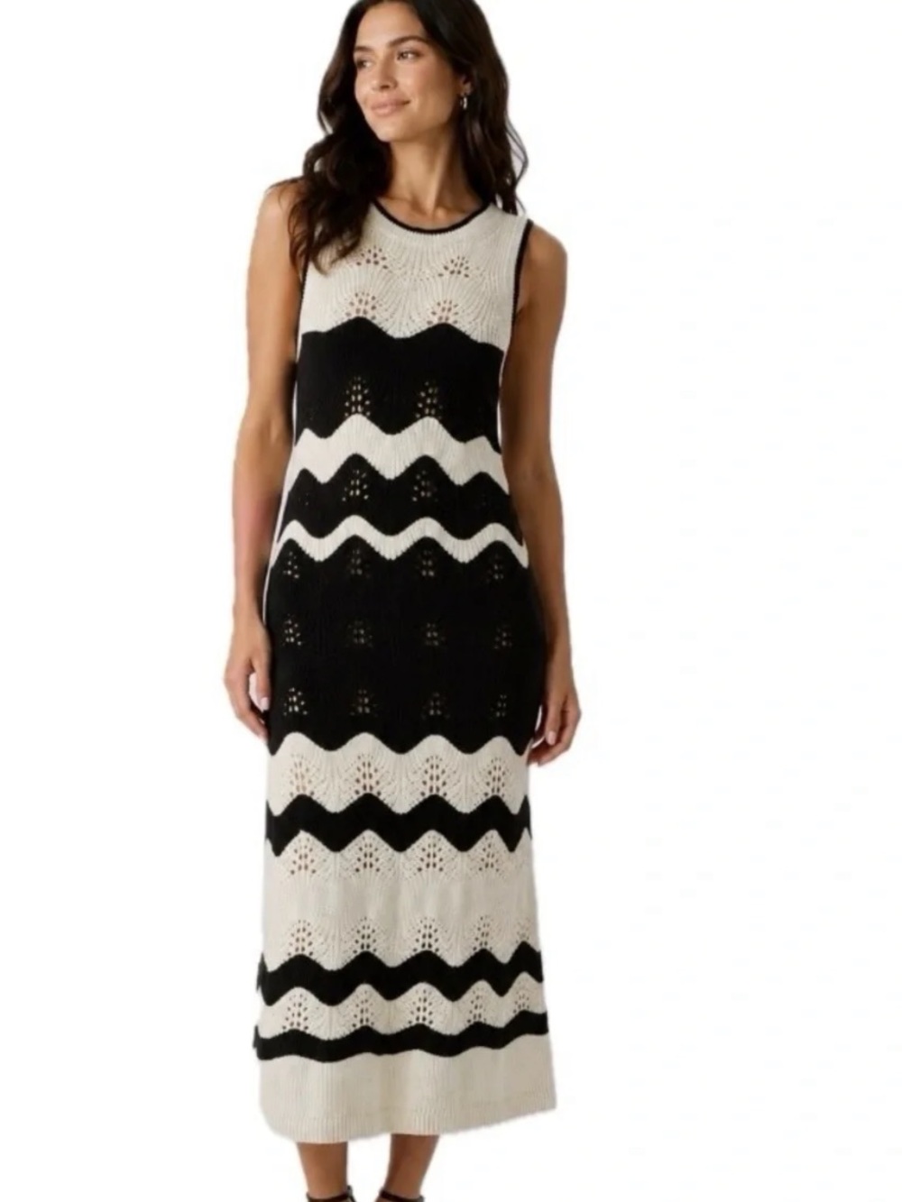 GAP Black & Cream Chevron Knit Maxi Dress